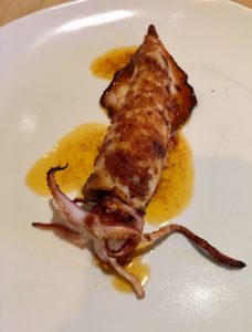 Chargrilled arrow squid, pea and nduja stuffing $24 at No 1 Bent Street