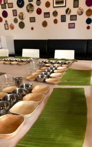 The Sadhya tables set ready for the dishes at Daana